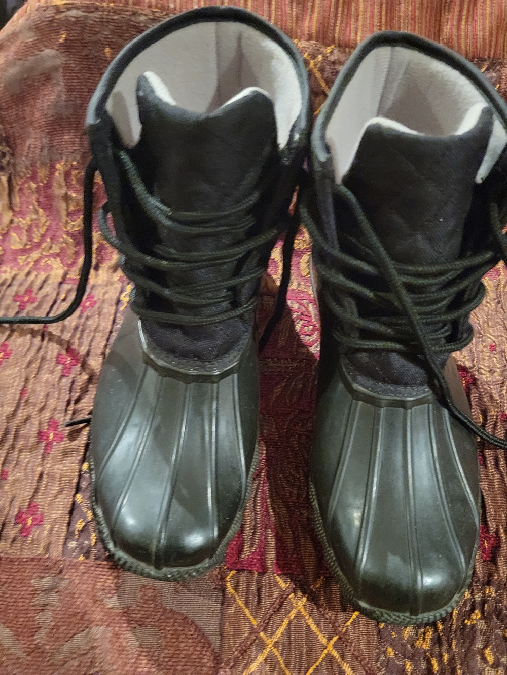 Black Women's Waterproof Duck Boots - Classic Lace-Up